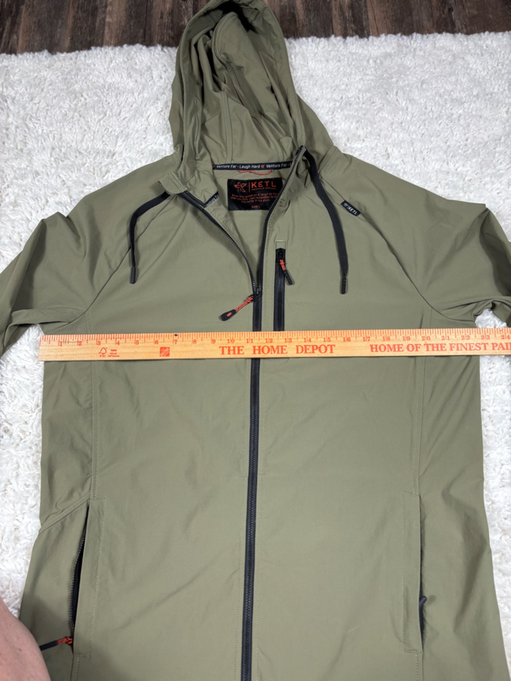KETL Mtn Escapade Men’s L Olive Lightweight Hooded Travel Hiking Jacket - Picture 6 of 11